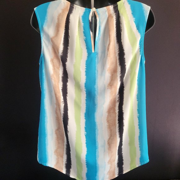 WORTHINGTON Womens Size XS Sleeveless Blouse, White w/ Colorful Stripes, EUC - Picture 8 of 10